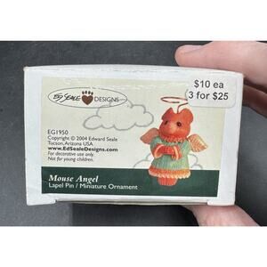 2004 Ed Seale Designs MOUSE ANGEL Lapel Pin Mini Ornament Christmas EG1950 -31D